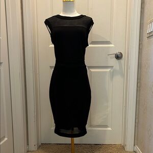 Lily & Lola Elegant Black Sleeveless Dress with sheer top and hem size large